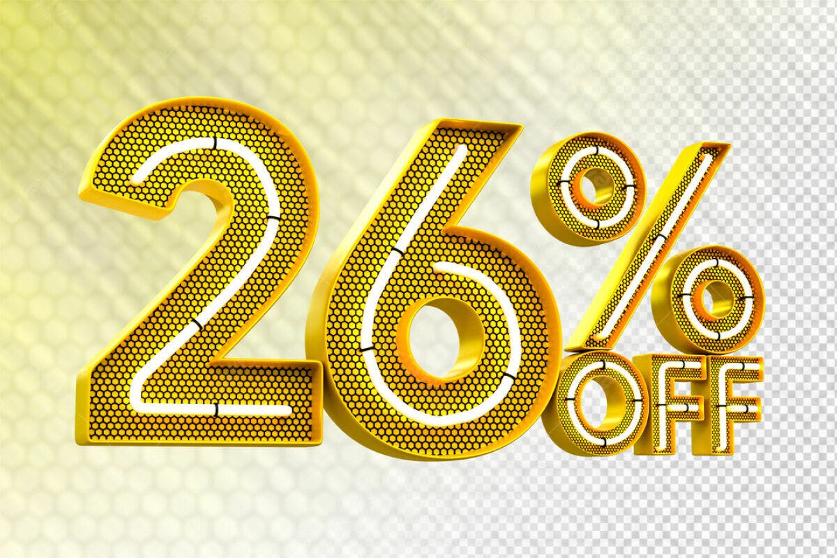Números 26% Off em PSD Editável para Promoções