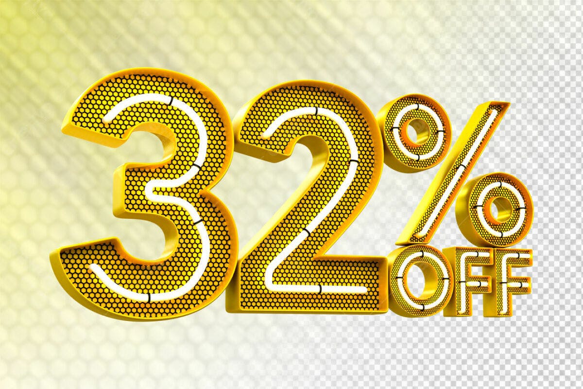 Números 32% OFF em PSD Editável para Promoções