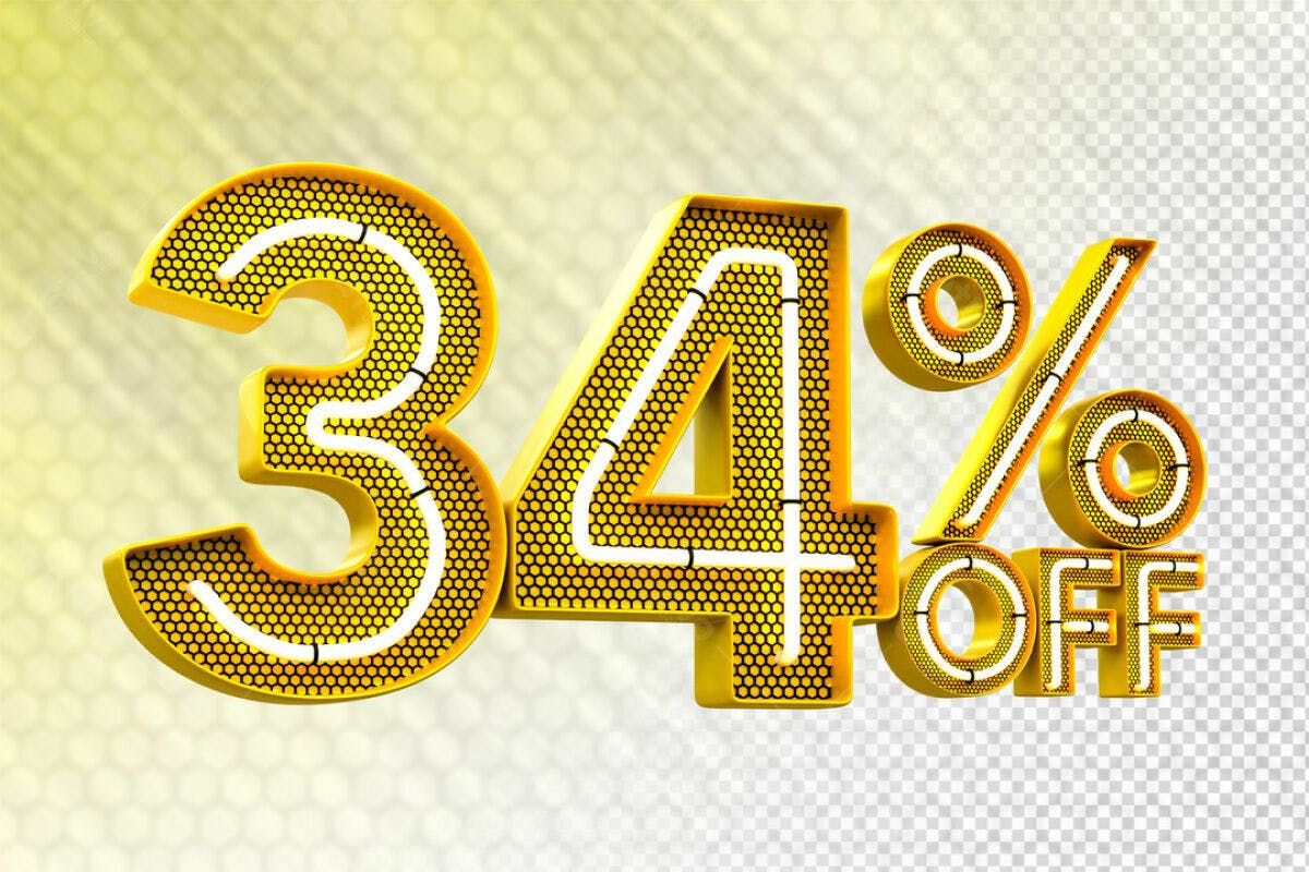 Números 34% Off em PSD Editável para Promoções