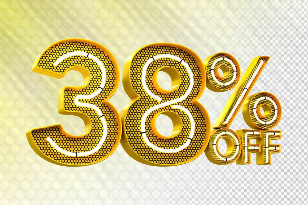 Design de Número 38% Off em Ouro PSD Editável
