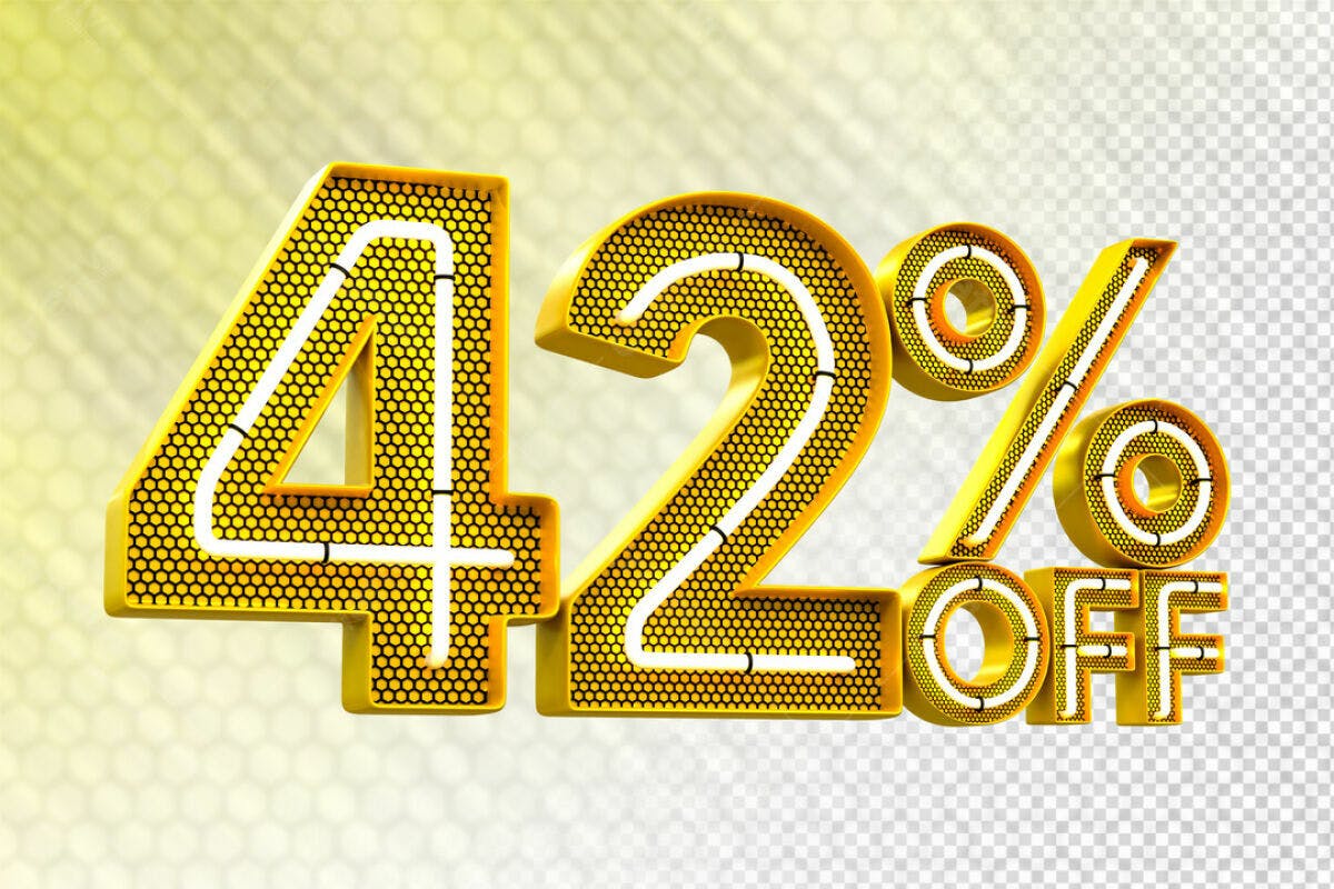 Números 42% OFF PSD Editável para Promoções