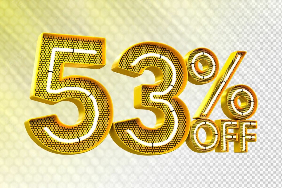 Números 53% OFF em PSD para Promoções Editável