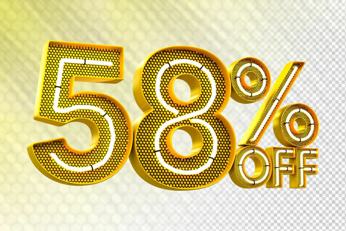 Elementos 3D para Promoção 58% Off PSD Editável