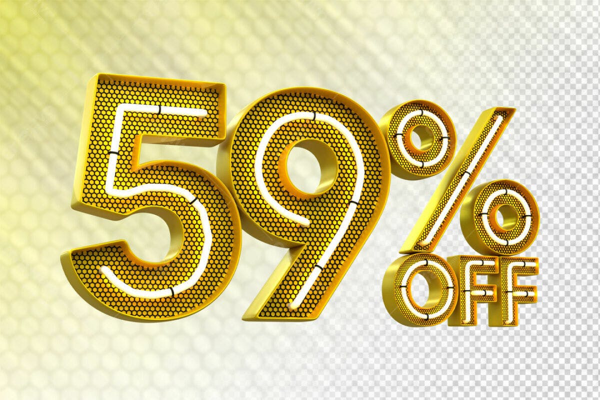 Números 59% OFF em PSD Editável para Promoções