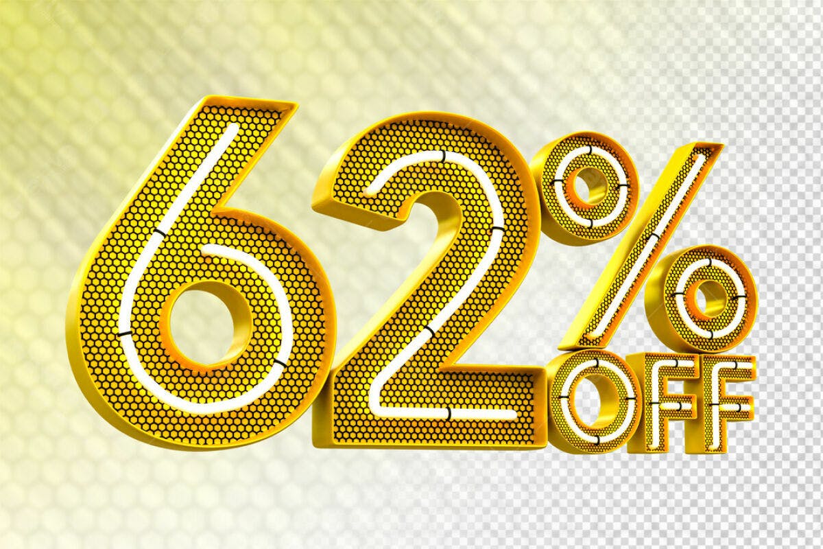 Design de Desconto 62% Off PSD Editável