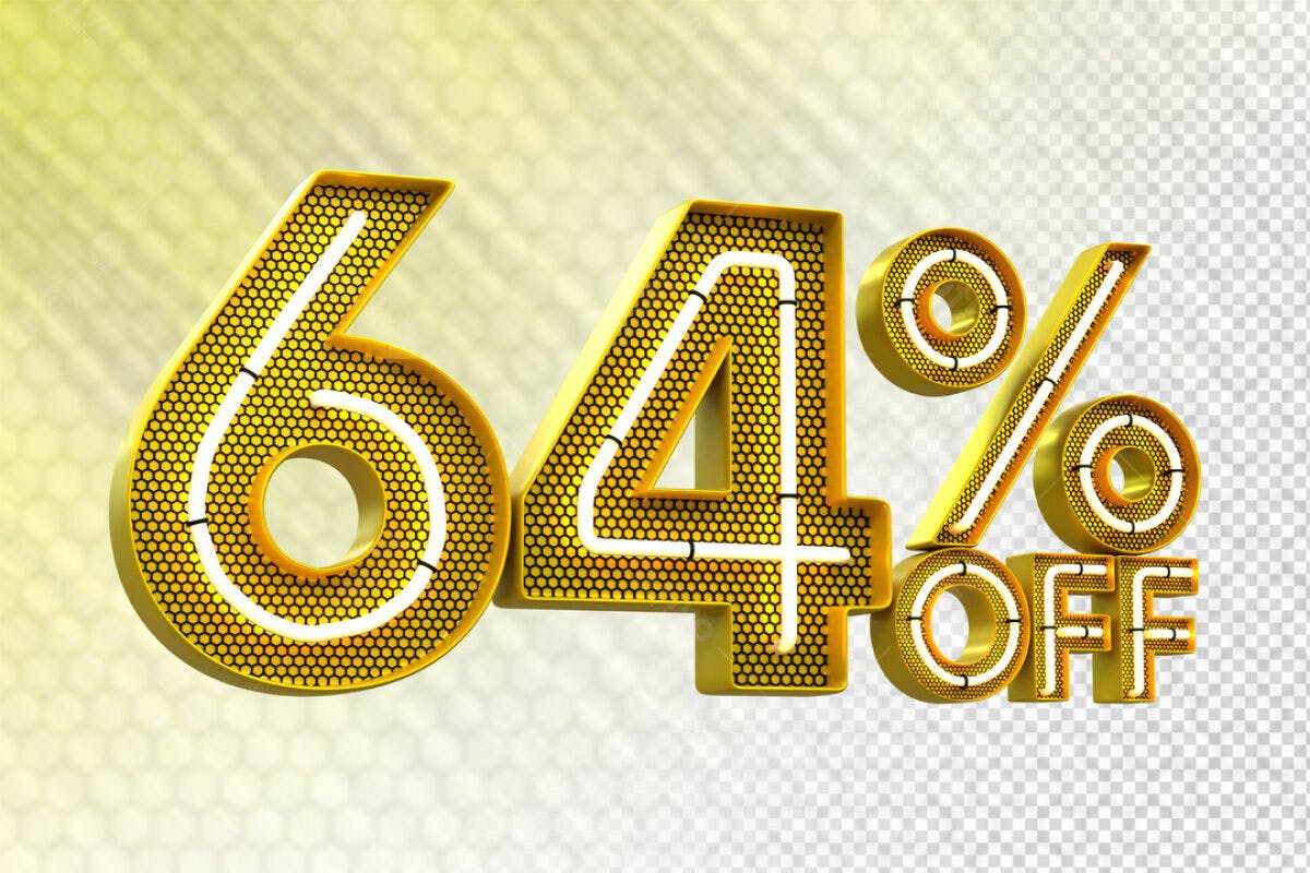 Design de Desconto 64% Off PSD Editável