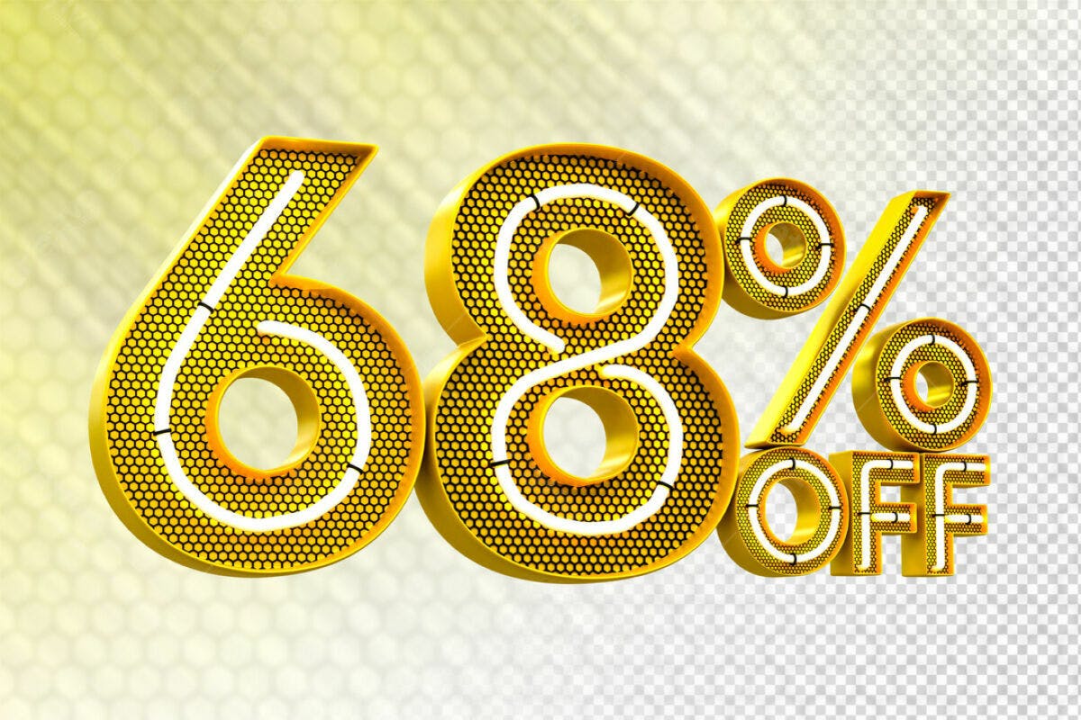 Design de Desconto 68% Off PSD Editável
