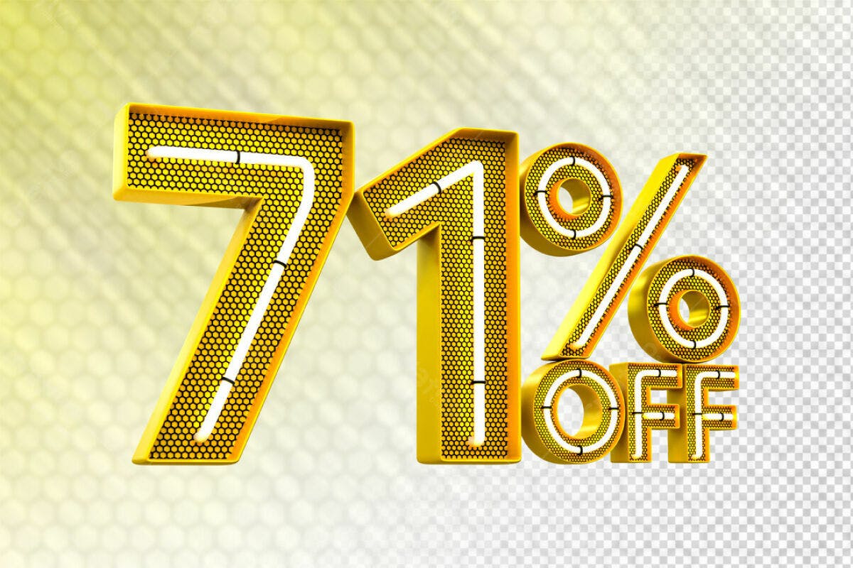Design de Número 71% Off Dourado PSD Editável