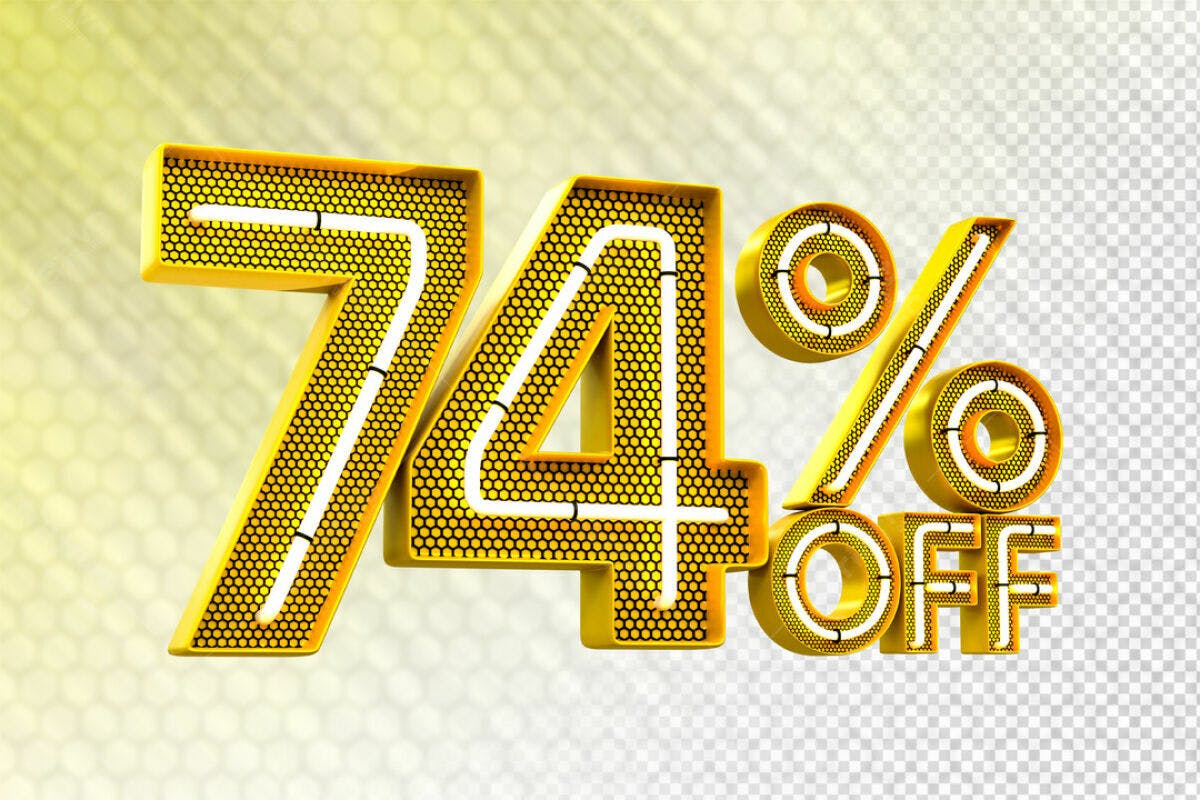 Design 74% Off - Número de Desconto em PSD Editável