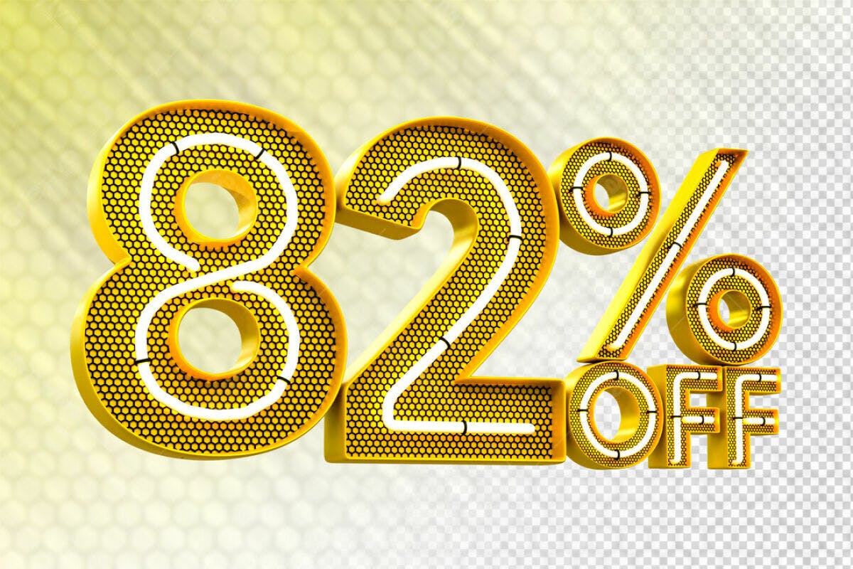 Números 82% OFF Dourados em PSD Editável