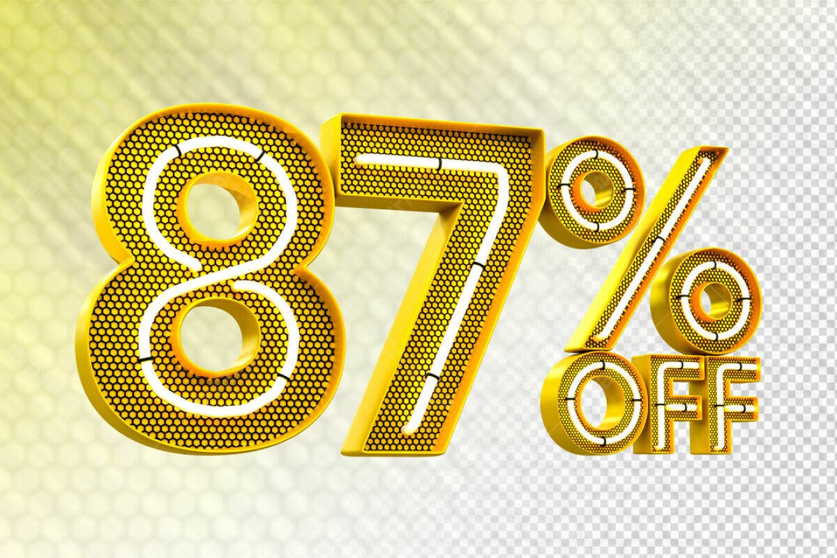 PSD 87% Off - Design de Oferta em Dourado e Amarelo PSD Editável