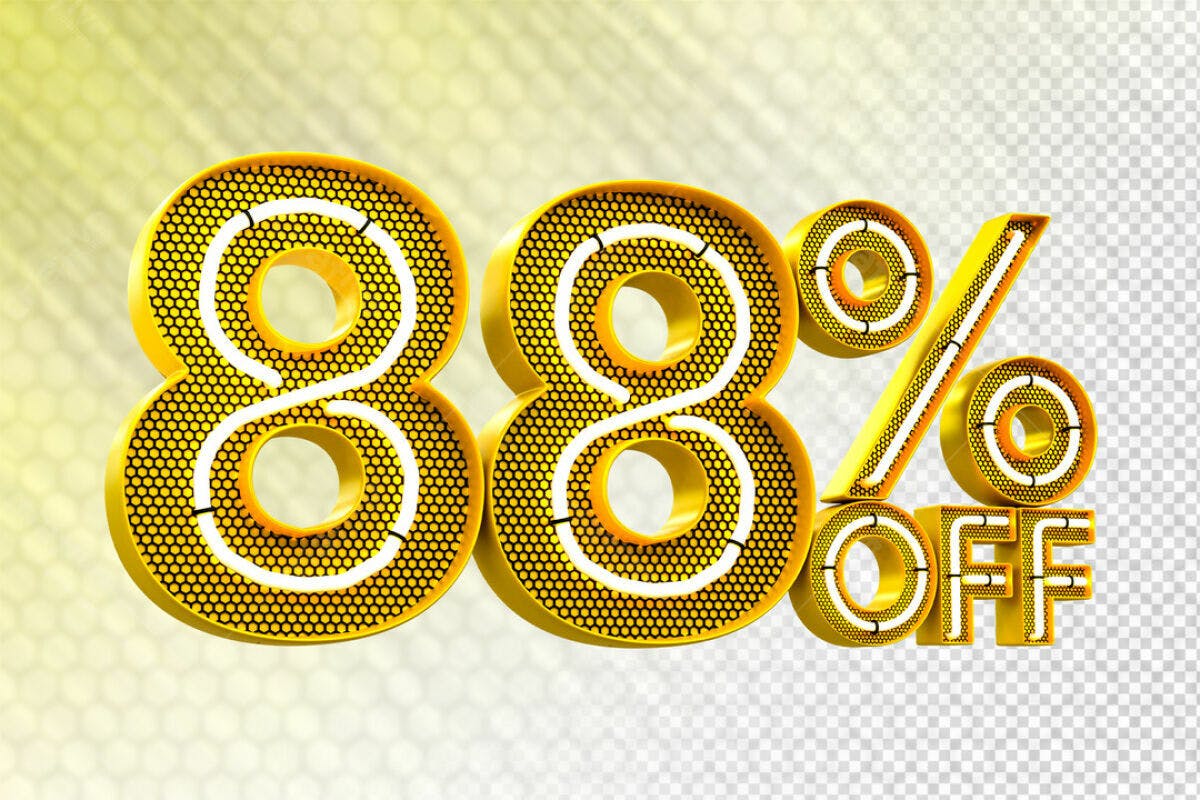 Design 88% Off - Número Dourado PSD Editável