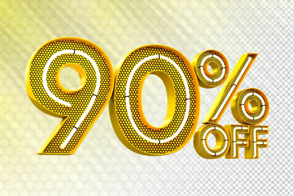 Elementos 3D para Promoção 90% Off PSD Editável