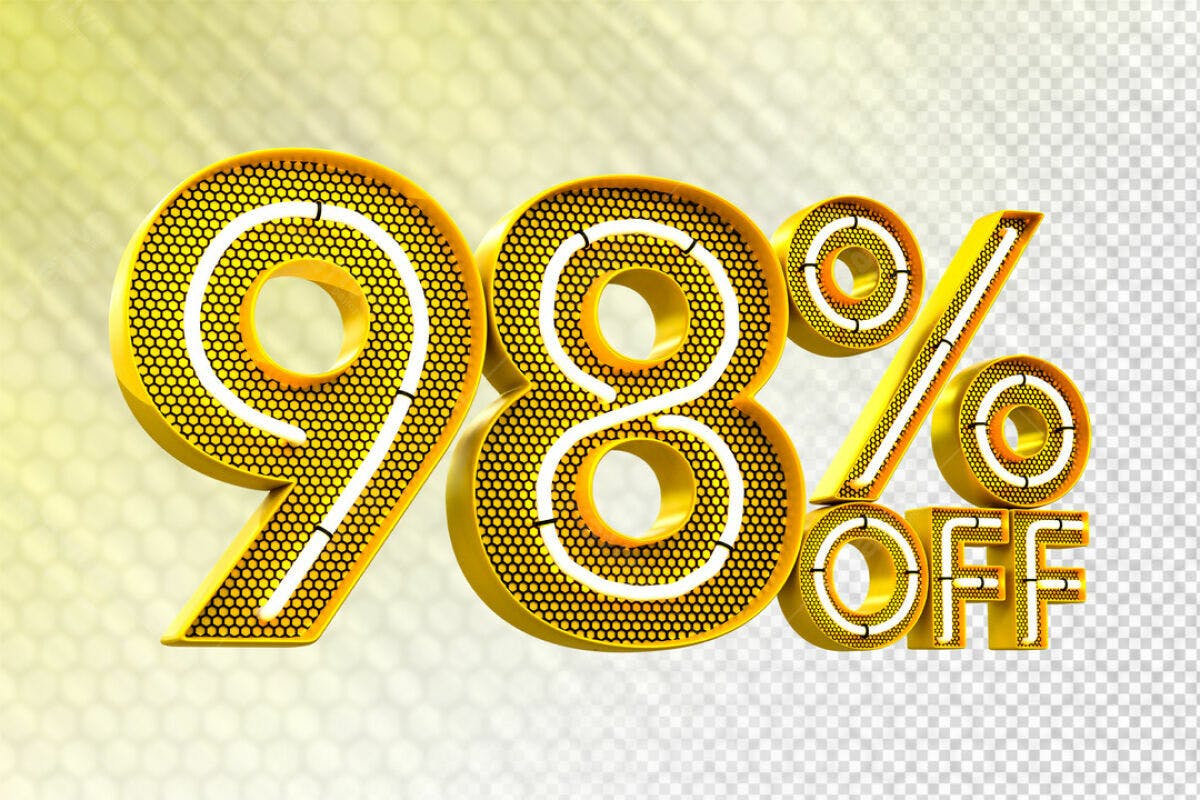 Design de Número 98% Off em PSD Editável