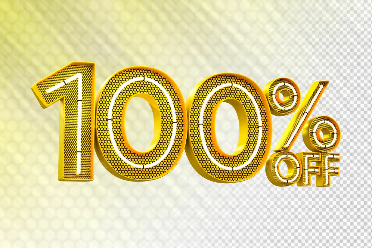 Design de Número 100% OFF em Ouro PSD Editável