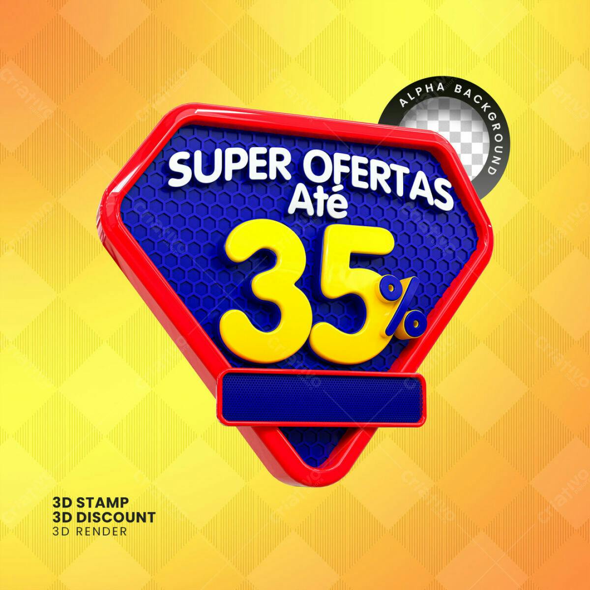 Banner 3D Desconto de Até 35% PSD Editável