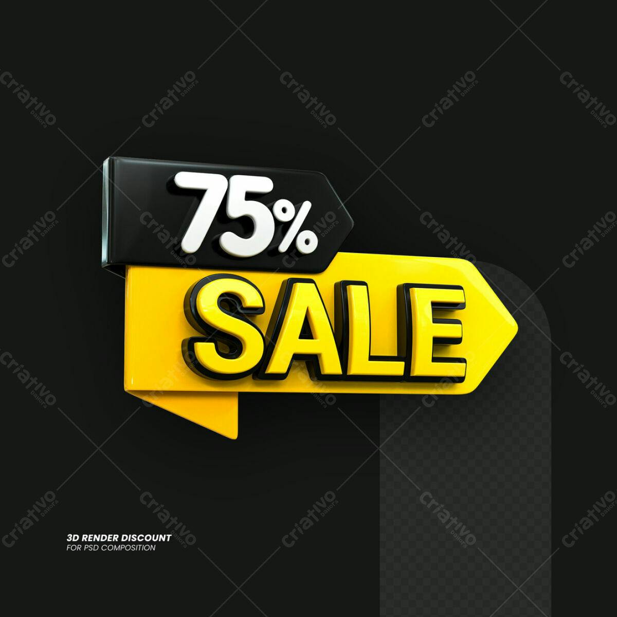 Banner 75% OFF de Desconto PSD Editável