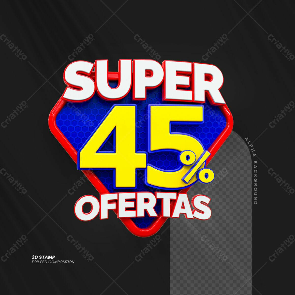 Carimbo 3D com 45% de Desconto PSD Editável