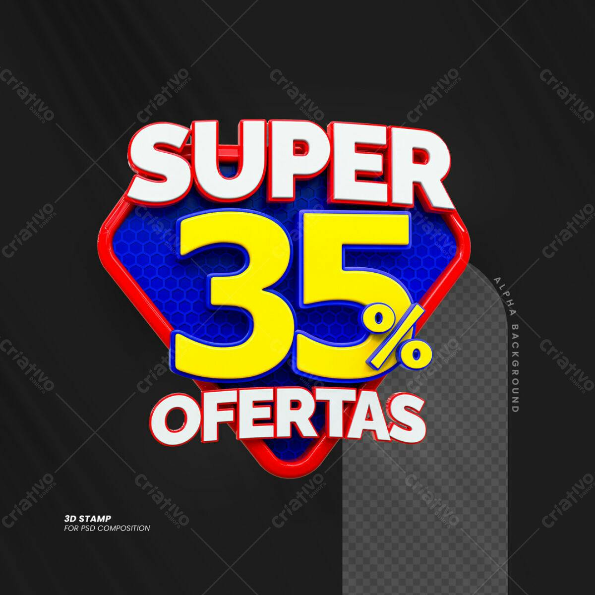 Carimbo 3D Super 35% Ofertas PSD Editável