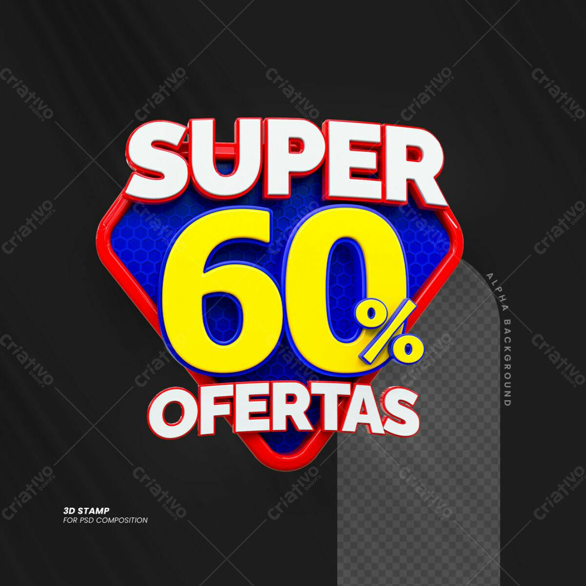 Estampa 3D Super Ofertas 60% PSD Editável