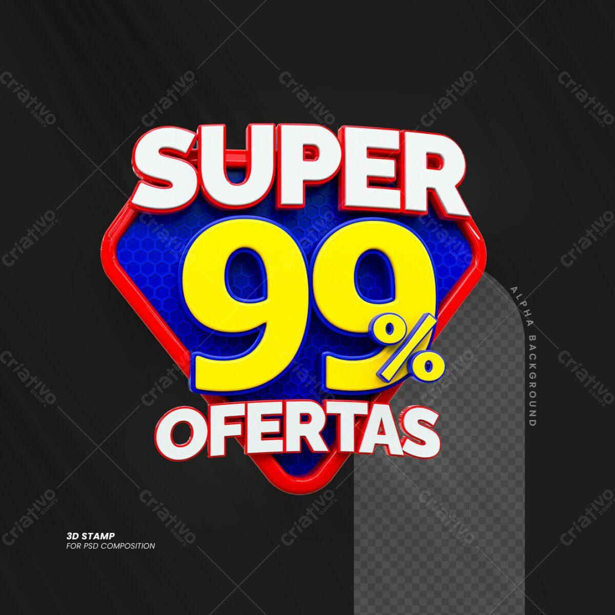 Carimbo 3D Super 99% Ofertas PSD Editável