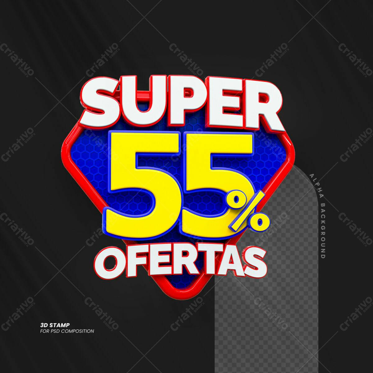Carimbo 3D com 55% de Desconto PSD Editável