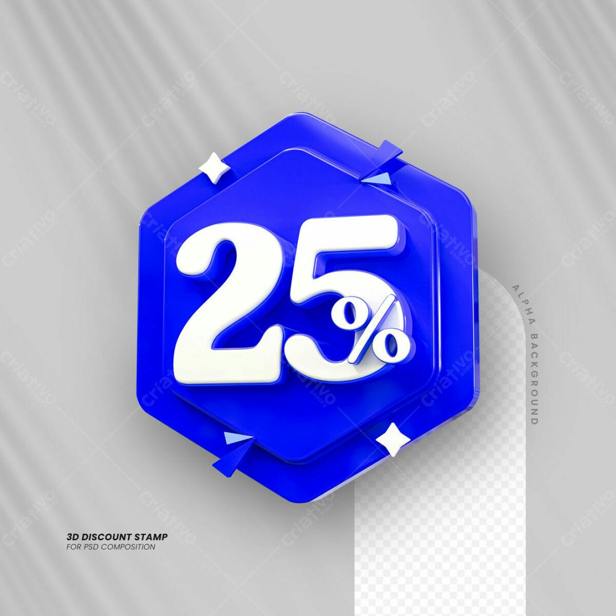 Selo 3D Desconto 25% PSD Editável