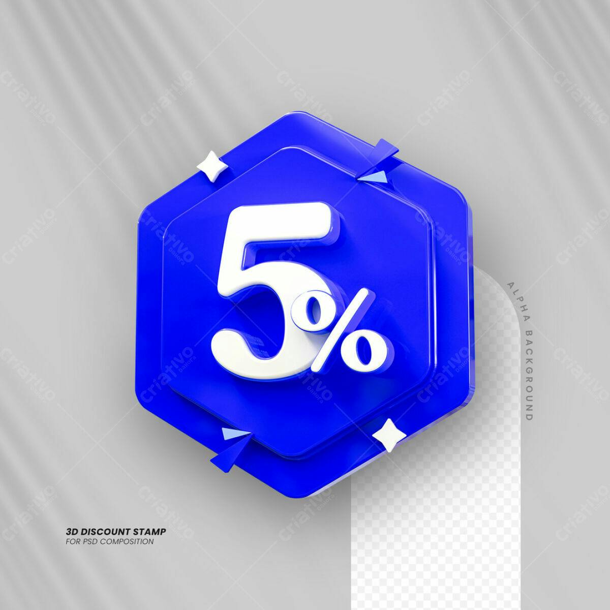 Carimbo 3D 5% de Desconto PSD Editável