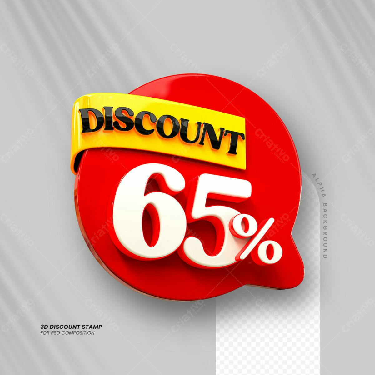 Carimbo 3D Desconto 65% PSD Editável
