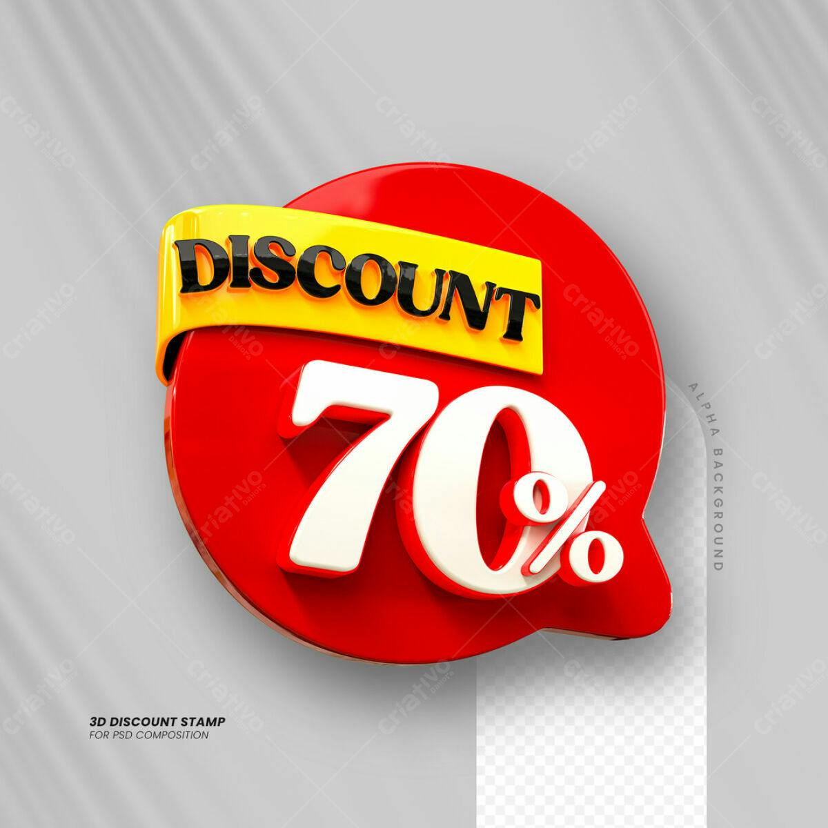 Carimbo 3D Desconto 70% PSD Editável