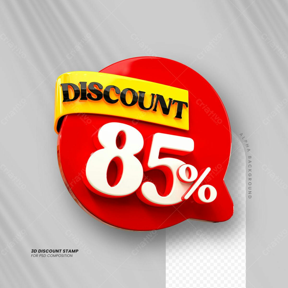 Carimbo 3D Desconto 85% PSD Editável