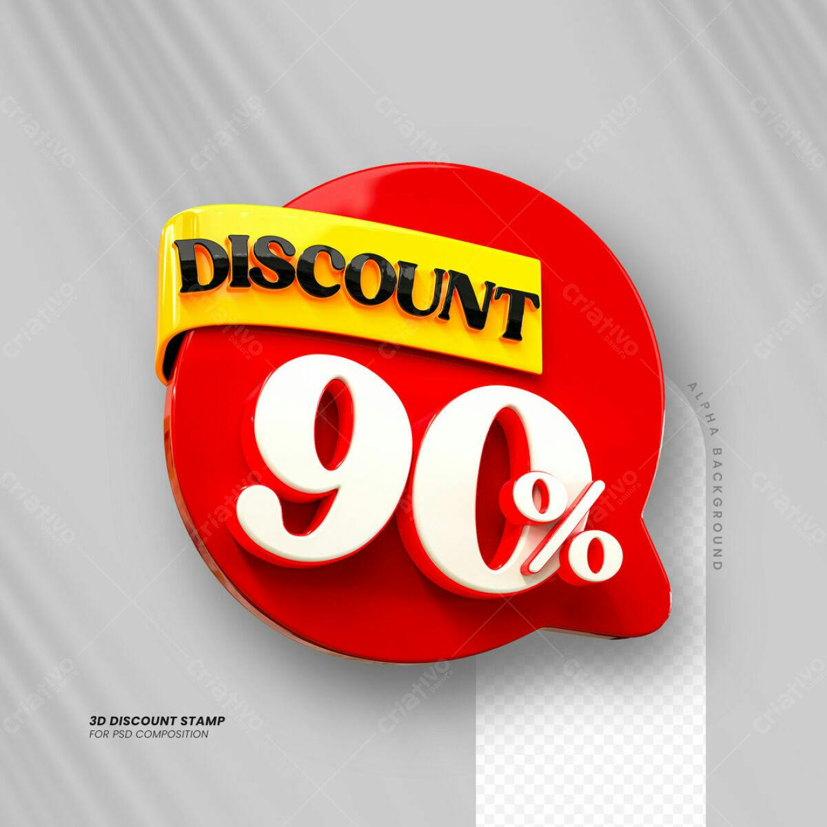 Carimbo 3D Desconto 90% PSD Editável