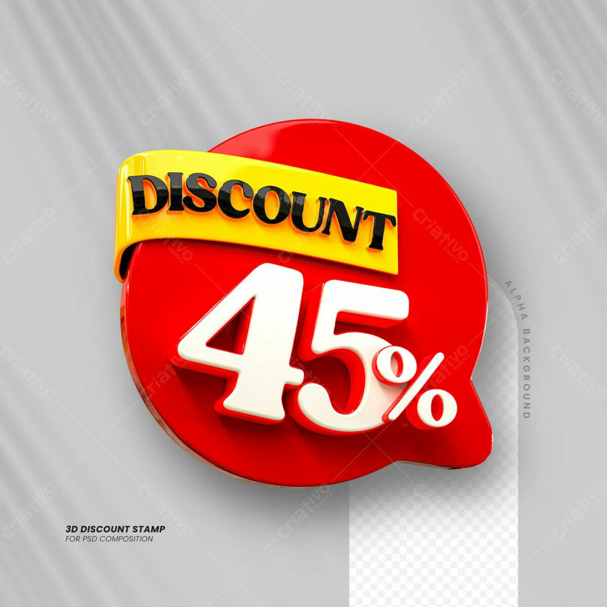 Carimbo 3D Desconto 45% PSD Editável