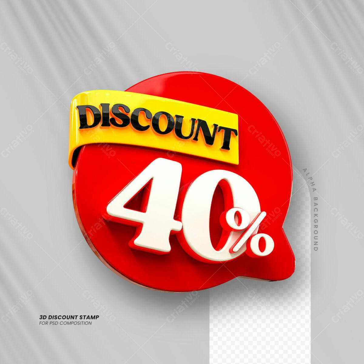 Carimbo 3D Desconto 40% PSD Editável
