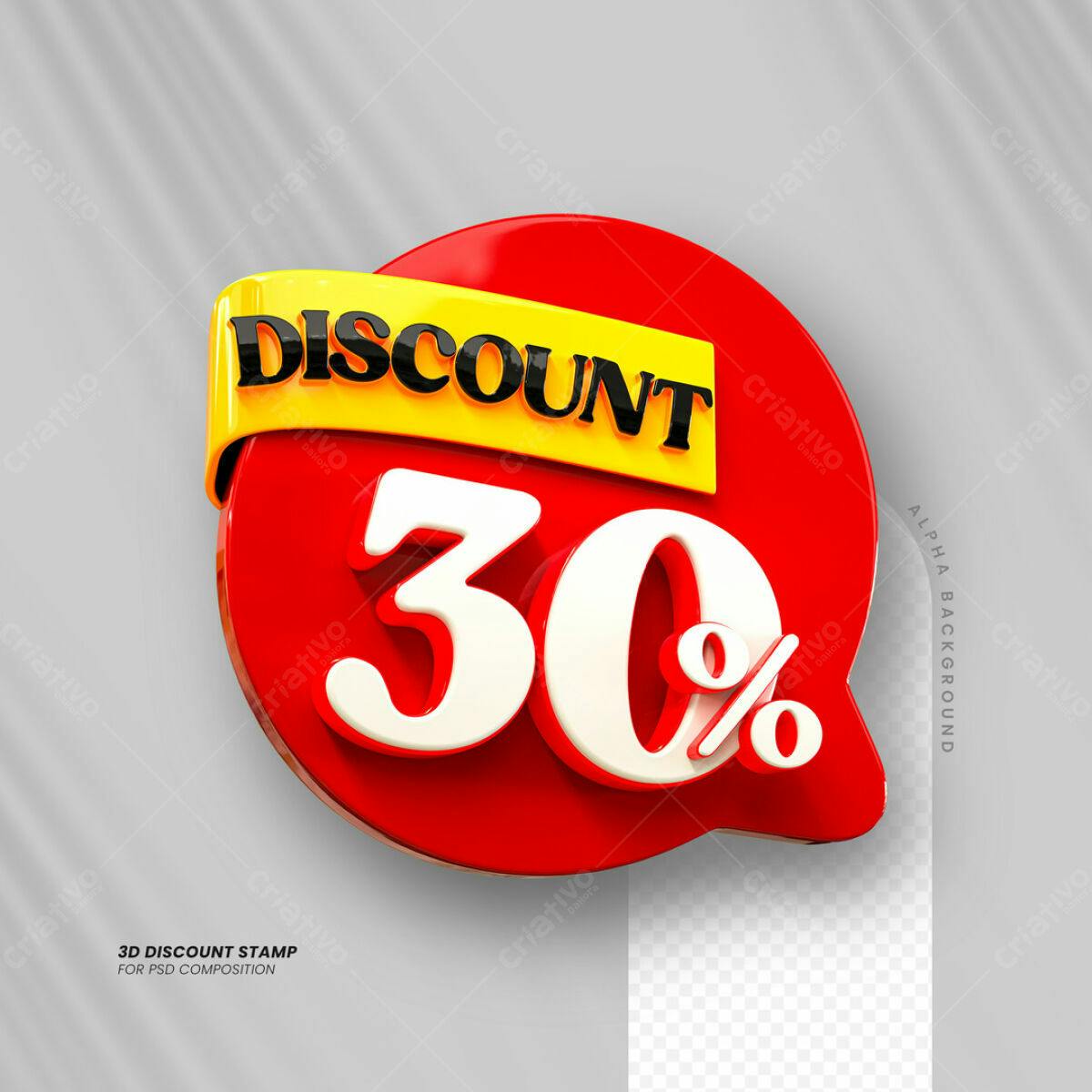 Carimbo 3D Desconto 30% PSD Editável