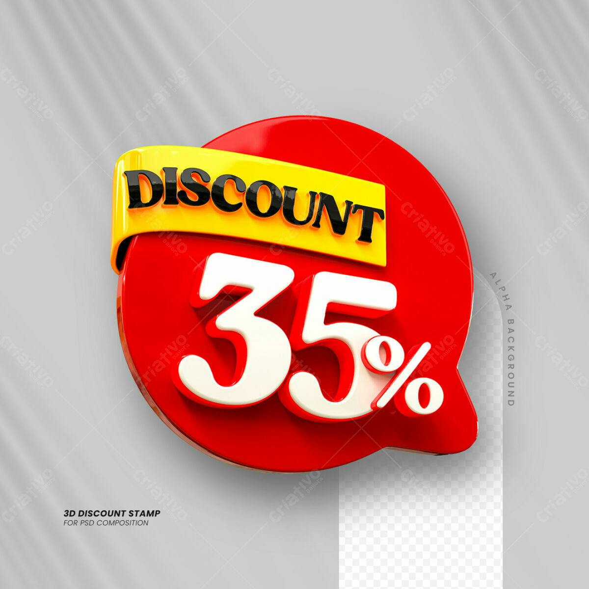 Selo 3D Desconto 35% PSD Editável