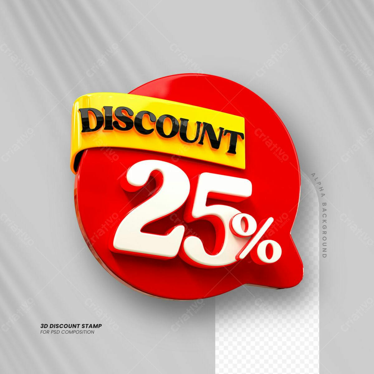 Carimbo 3D Desconto 25% PSD Editável
