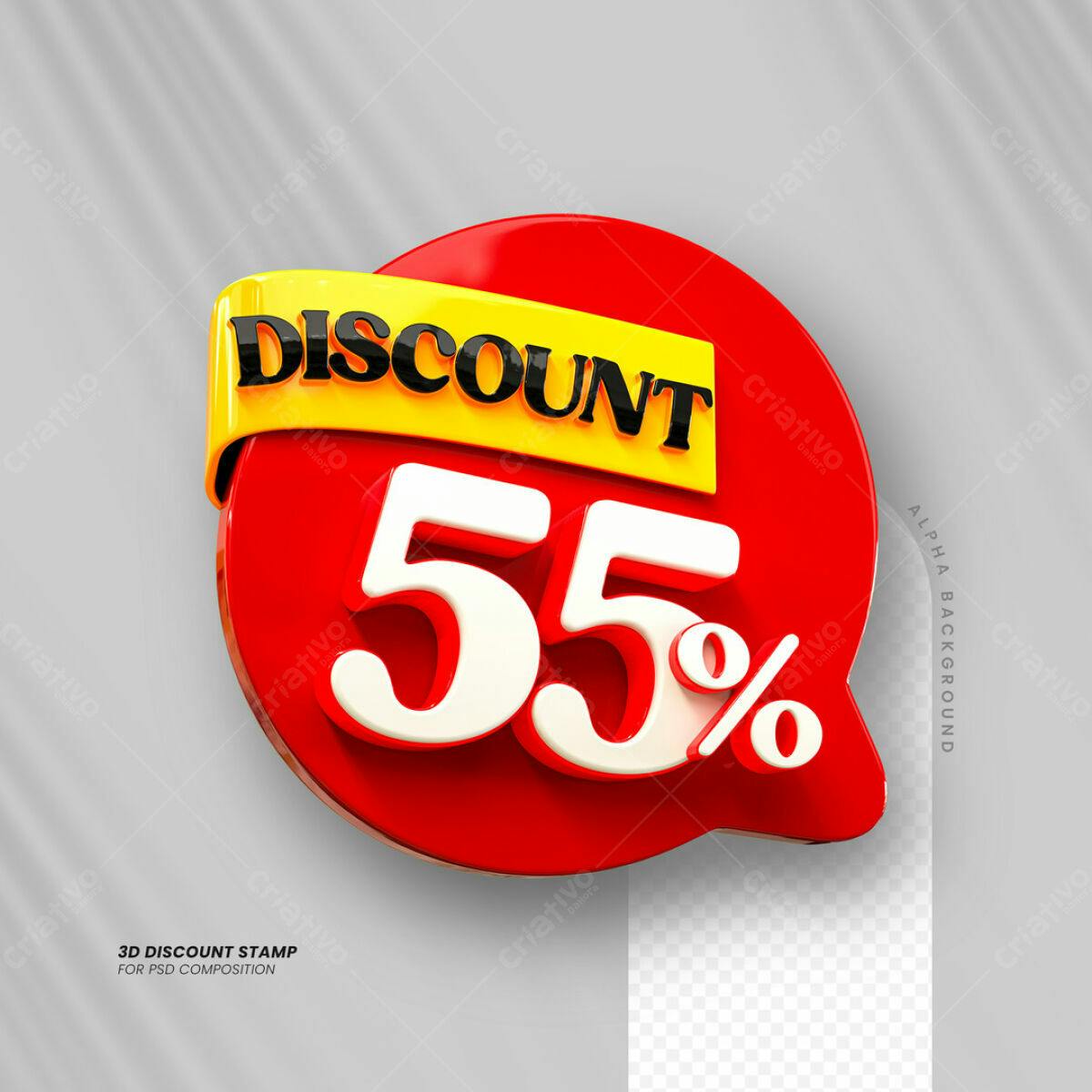 Carimbo 3D Desconto 55% PSD Editável