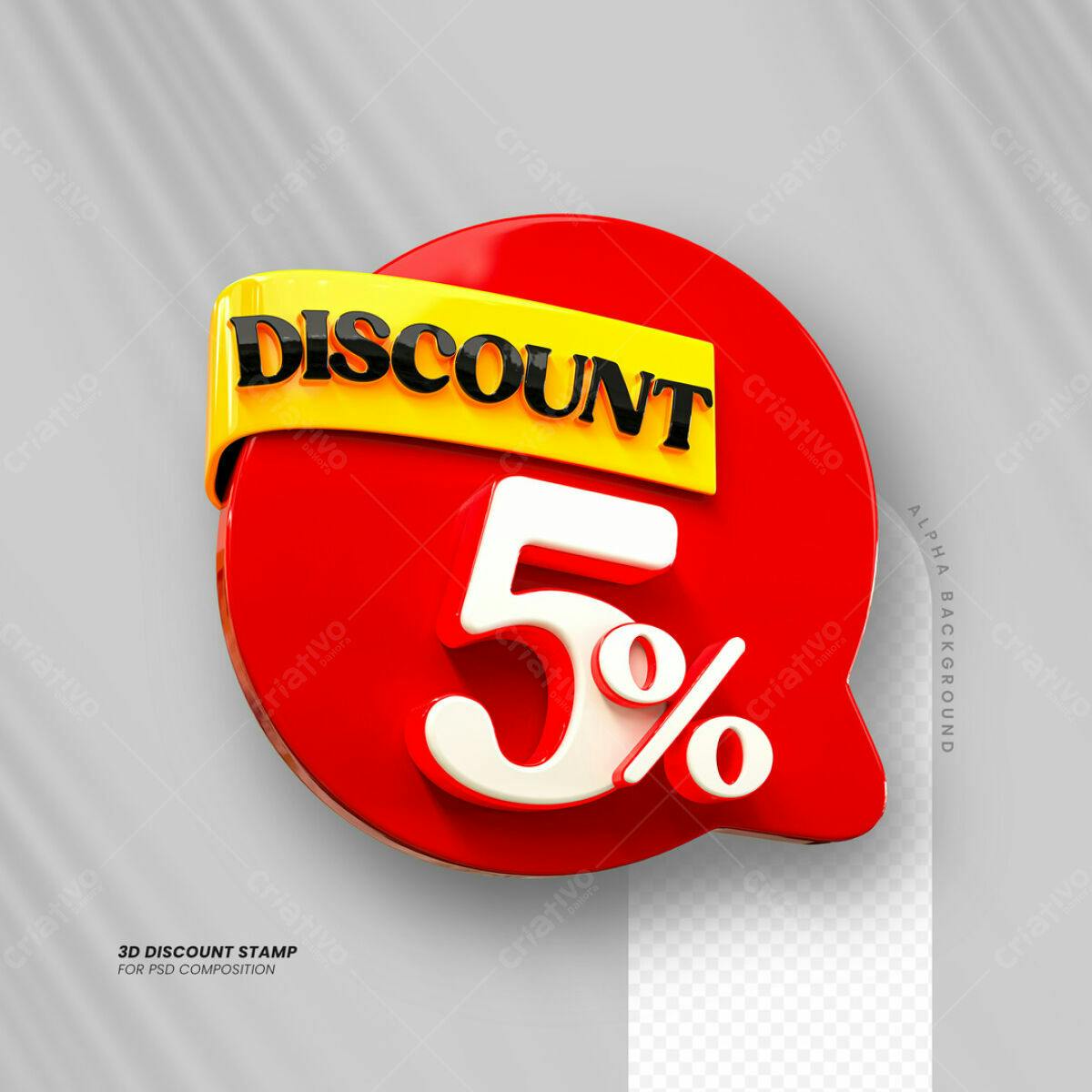 Carimbo 3D Desconto 5% PSD Editável