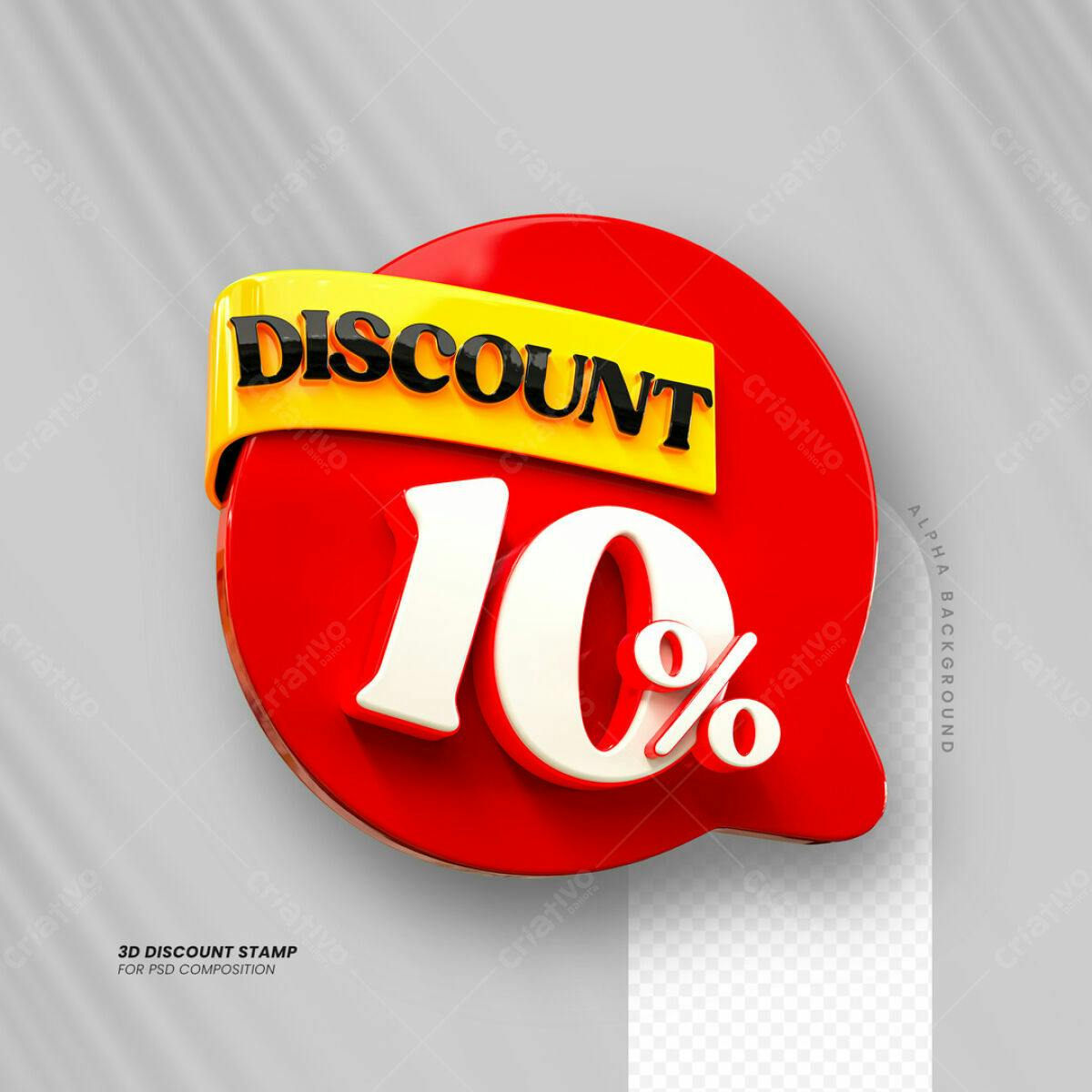 Carimbo 3D Desconto 10% PSD Editável