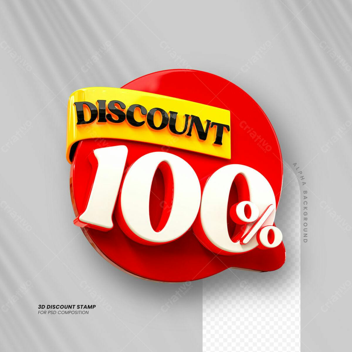 Carimbo 3D Desconto 100% PSD Editável