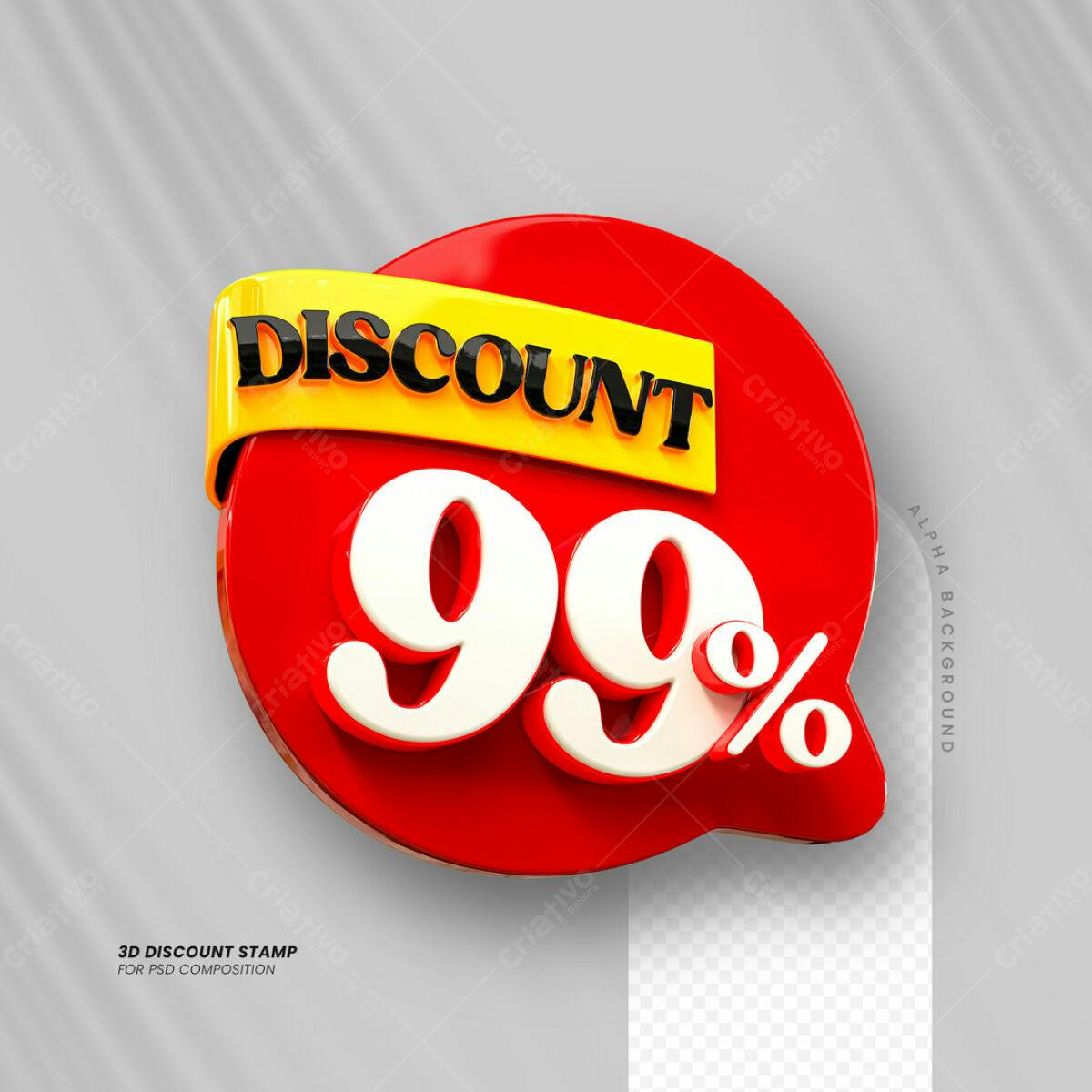 Carimbo 3D 99% Desconto PSD Editável