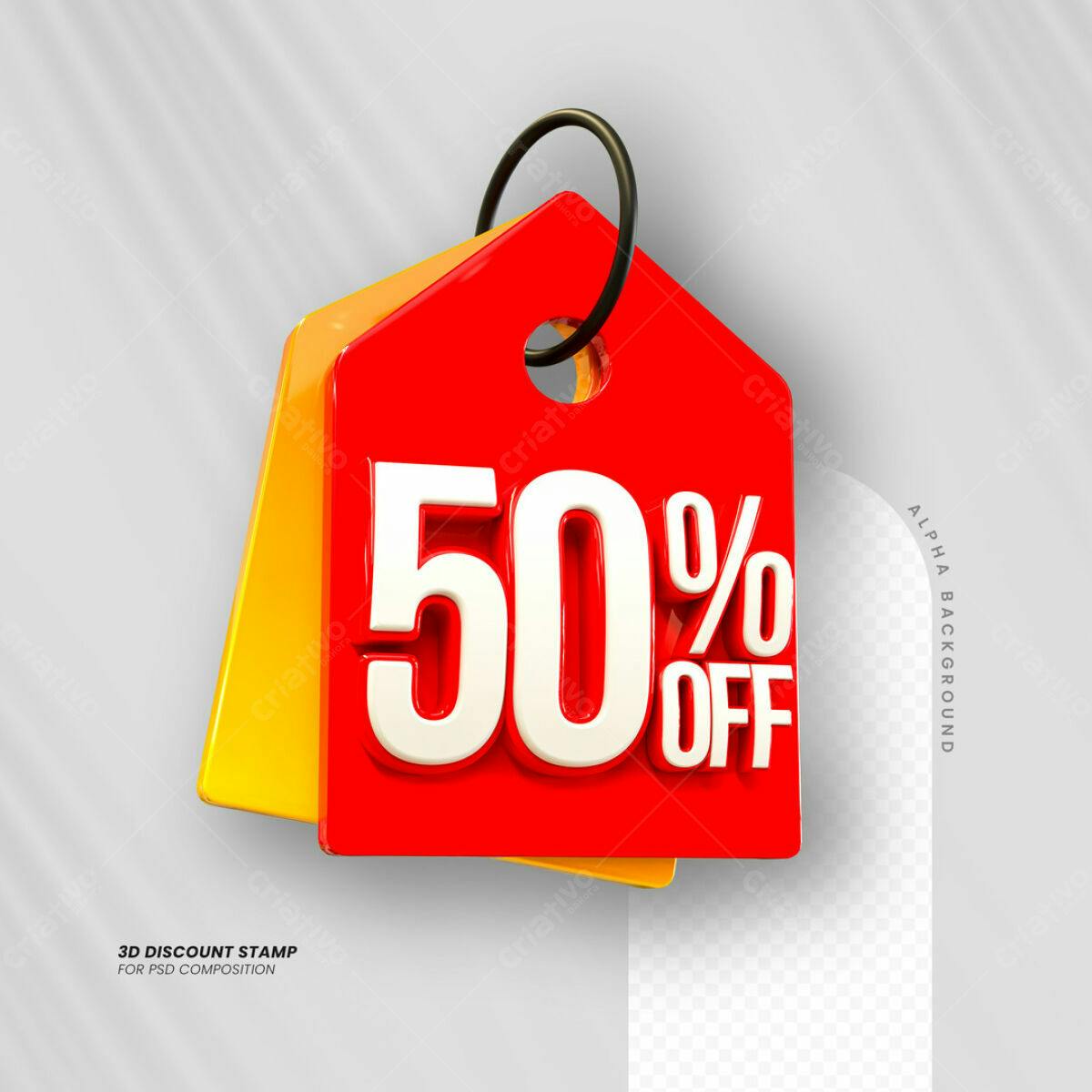 Selo 3D 50% OFF PSD Editável