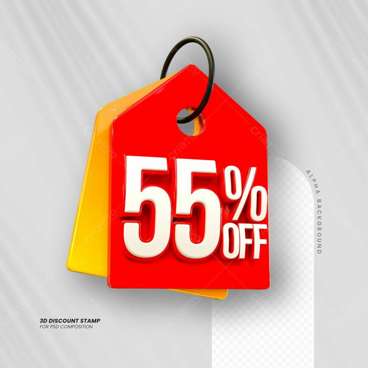 Carimbo 3D 55% OFF PSD Editável