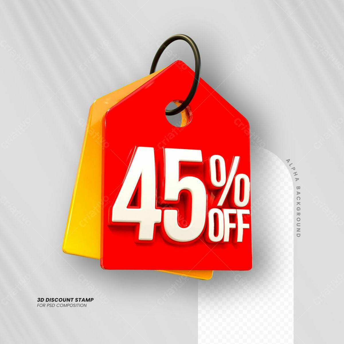 Carimbo 3D 45% Desconto PSD Editável