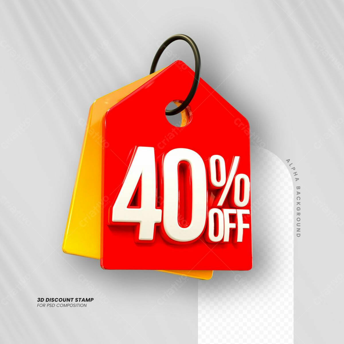 Carimbo 3D 40% Desconto PSD Editável