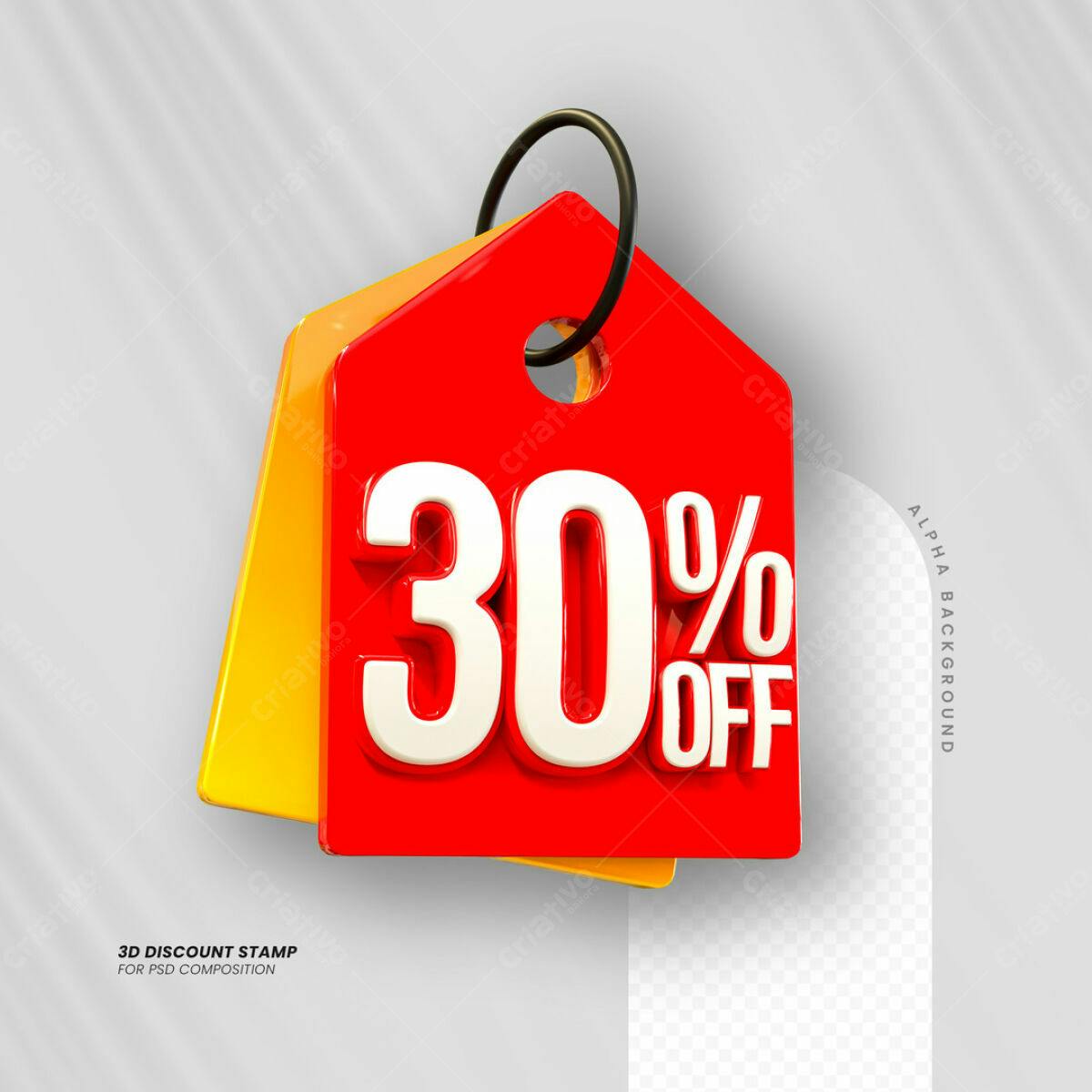 Carimbo 3D de Desconto 30% OFF PSD Editável