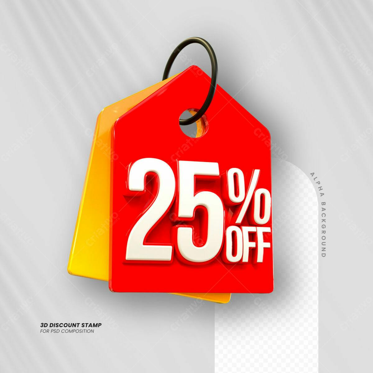 Carimbo 3D 25% OFF PSD Editável
