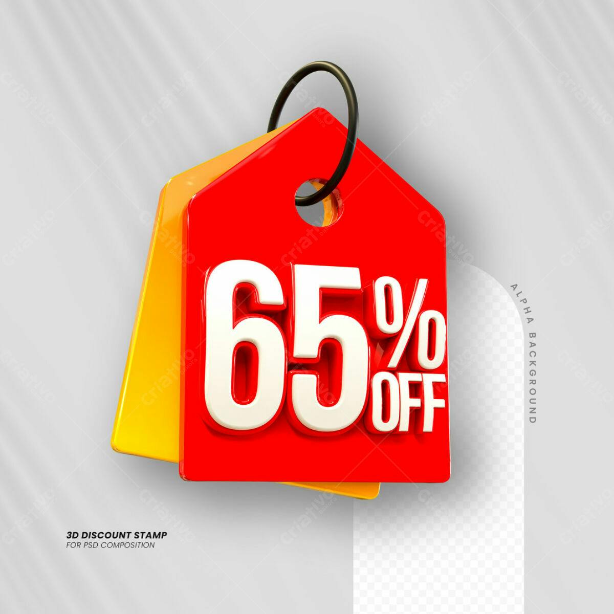 Carimbo 3D 65% Desconto PSD Editável
