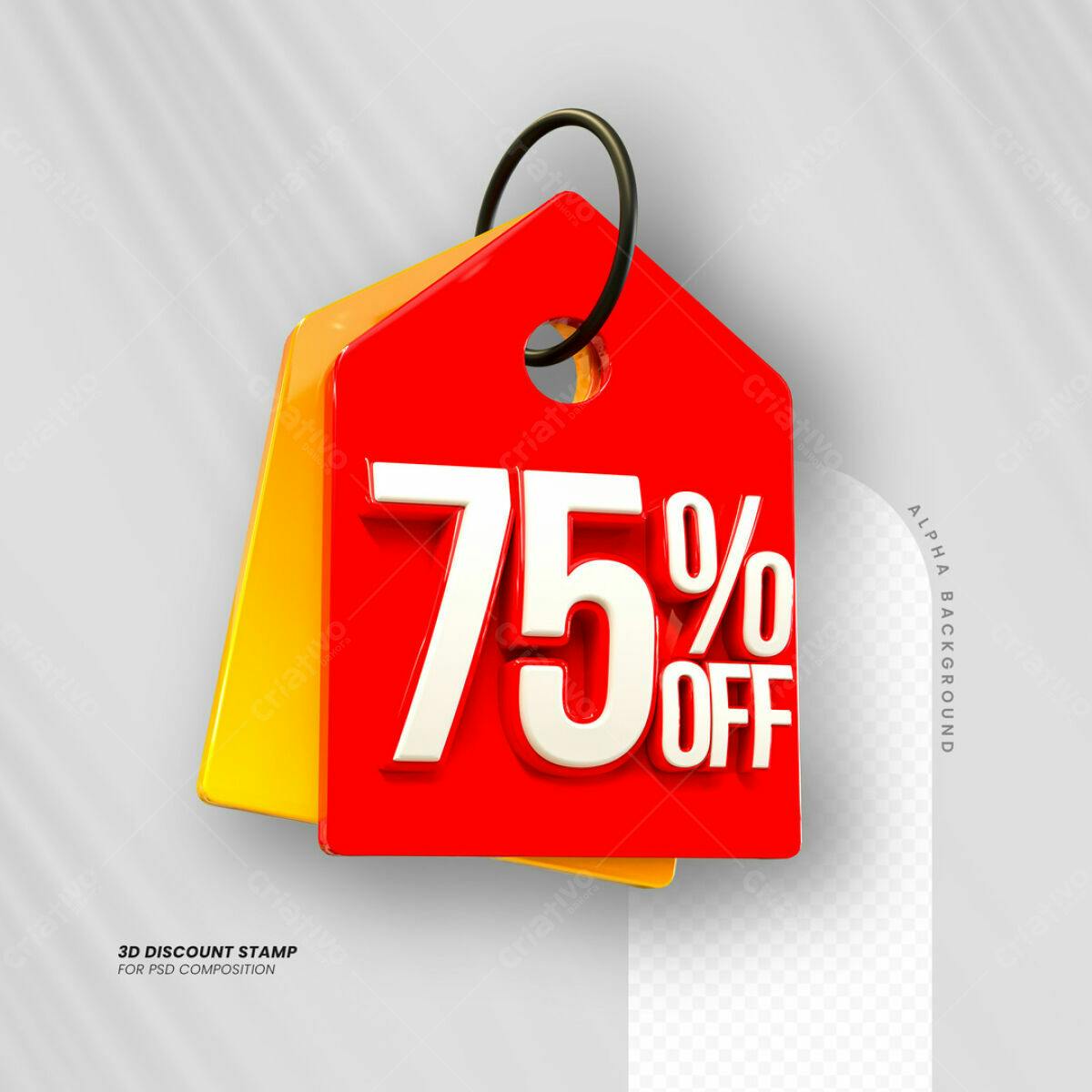 Carimbo 3D 75% OFF PSD Editável